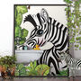 Zebra Drinking, Funny Bathroom Poster, Home Decor, thumbnail 1 of 7