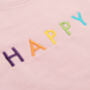 'Happy' Embroidered Adult Organic Sweatshirt, thumbnail 7 of 8