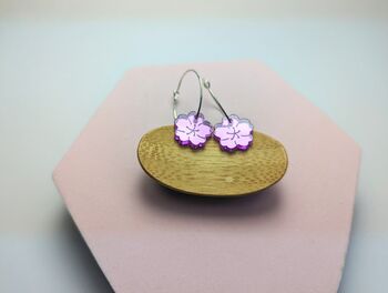 Flower Earrings In Purple Mirror Acrylic Hoop Earrings, 4 of 8