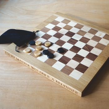 Personalised Wooden Chess Or Draughts Board, 7 of 7