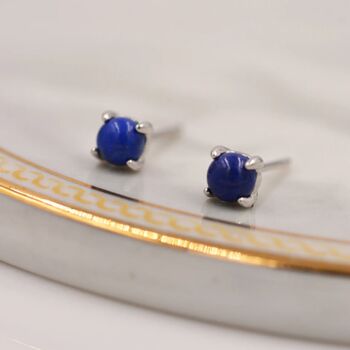 Sterling Silver Lapis Lazuli Stud Earrings, 7 of 11