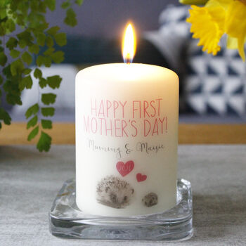 First Mother's Day Personalised Hedgehog Candle, 3 of 5