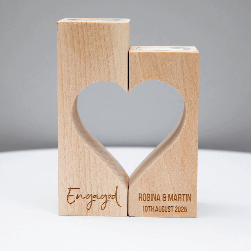Personalised Heart Candle Set Engagement Gift For Couple, thumbnail 2 of 5