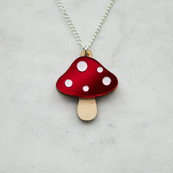 Enchanted Woodland Mirrored Toadstool Pendant Necklace, 2 of 2