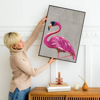 Custom Personalised Flamingo Wearing Glasses Art Print, 3 of 6