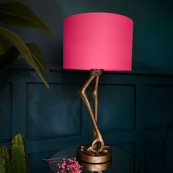Flamingo Gold Leggy Pink Shade Table Lamp, 2 of 3