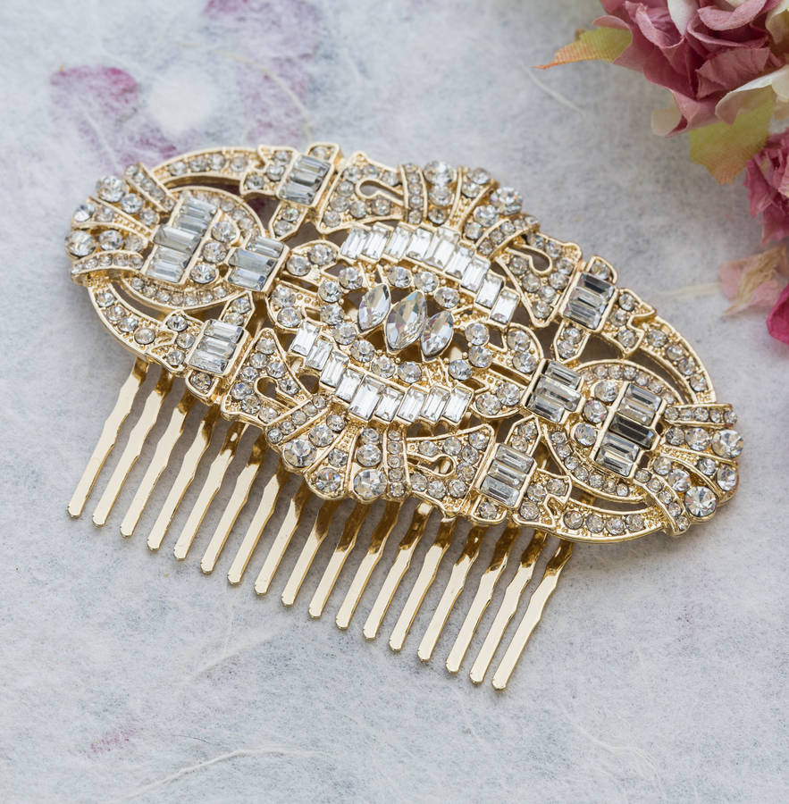 Aubrey Crystal And Gold Deco Hair Comb By Lola & Alice ...