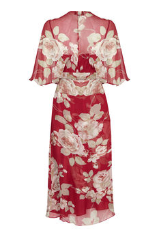 Floral Silk Wrap Dress In Red Rosegarden Print, 3 of 3