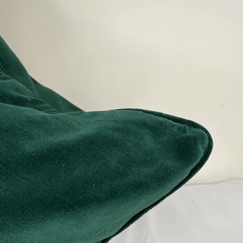 Rich Green Velvet Cushion With Piping, 3 of 3