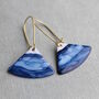 Indigo Blue Navy Enamel Wave Earrings, thumbnail 1 of 6