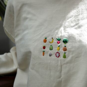 Unisex Hand Embroidered Fruit And Veg Sweatshirt, 5 of 7