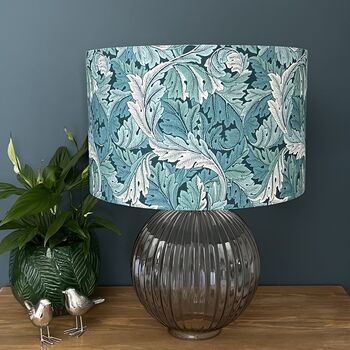 William Morris Acanthus Teal Drum Lampshades, 4 of 10