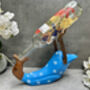 Handcrafted Wooden Drunken Duck Wine Bottle Rack Holder Blue White, thumbnail 1 of 12
