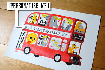Personalised Zoo Bus Print, 2 of 4