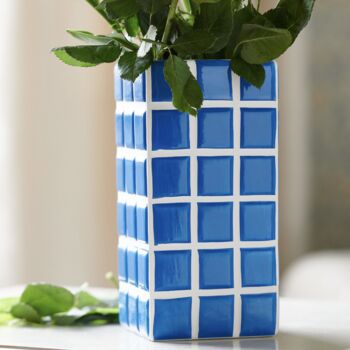 Blue Check Tile Vase, 5 of 5