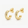 Women's Gold Thick Huggie Hoop Earrings With Sparkling Stones, thumbnail 1 of 4