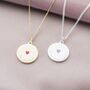 Crystal Heart Birthstone Personalised Disc Necklace, thumbnail 1 of 9