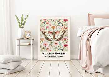 William Morris Cream Flower Butterfly Art Print, 3 of 3