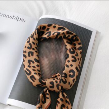 Leopard Print Silk Feel Scarf, 4 of 6