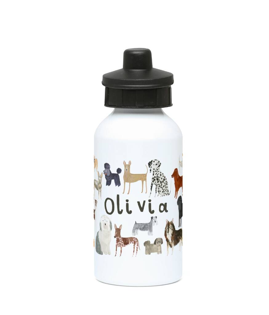 Personalised Kids Dogs Water Bottle, 1 of 4