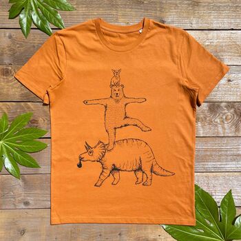 Bear And Triceratops Men's Organic T Shirt, 3 of 8