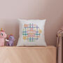 Spring Gingham Personalised New Baby Cushion, thumbnail 1 of 3