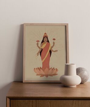 Lakshmi Art Print Hindu Wall Decor, 2 of 3