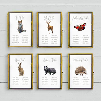 Woodland Animals Table Plan Cards, 5 of 7