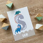 Personalised Children's Dinosaur Initial And Name Print, thumbnail 2 of 6