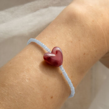 Delicate Blue Bead And Pink Heart Bracelet, 4 of 6