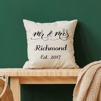 Personalised Mr And Mrs Wedding Anniversary Cushion, 2 of 2