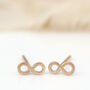 Tiny 9ct Gold Earrings. Infinity Symbol, thumbnail 5 of 12