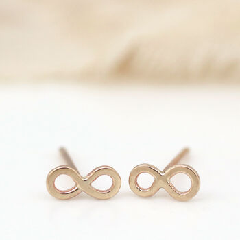 Tiny 9ct Gold Earrings. Infinity Symbol, 5 of 12