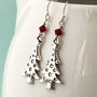 Christmas Tree Earrings With Red Swarovski Crystal, thumbnail 3 of 3