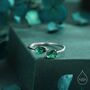 Sterling Silver Toi Et Moi Pear Cut Emerald Green Cz Open Ring, thumbnail 1 of 11