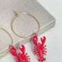 ‘You Are My Lobster’ Enamel Lobster Charm Hoop Earrings, thumbnail 3 of 4
