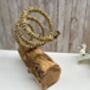 Teak Driftwood Metal Rope Wine Bottle Holder Freestanding – Single Bottle Tilt, thumbnail 5 of 9