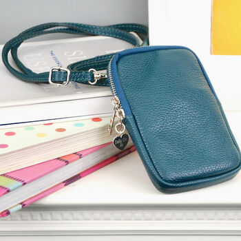 Personalised Leather Crossbody Phone Pouch, 7 of 10
