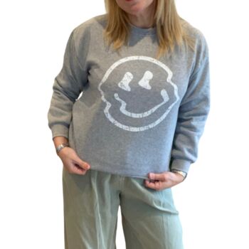 Smiley Face Grey Sweatshirt – Cosy Gift With Good Vibes Summer Sale, 2 of 3