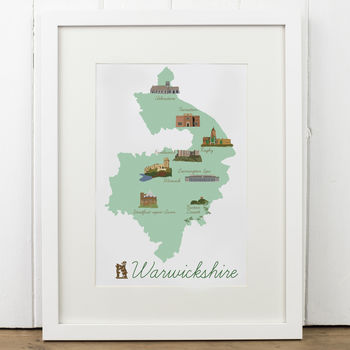 Warwickshire County Map Illustration Print, 5 of 5