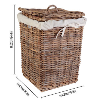 Lined Wicker Laundry Hamper Basket, 2 of 5
