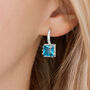 Sky Blue Crystal Encrusted Square Hoop Earrings, thumbnail 1 of 3