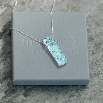 Silver Blue Sparkling Glass Sterling Silver Necklace, 5 of 11