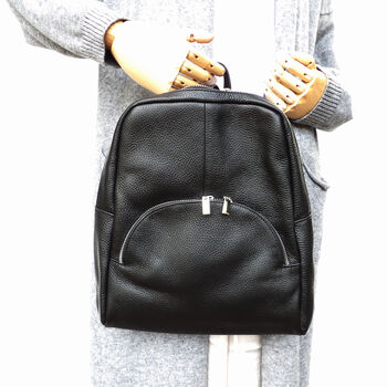 Black Leather Rucksack, 2 of 9
