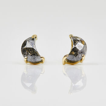 0.85ct Rose Cut Crescent Moon Diamond Earrings, 2 of 3