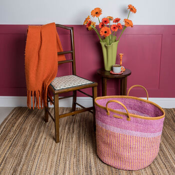 Tengua: Orange, And Purple Stripe Woven Laundry Basket, 4 of 4