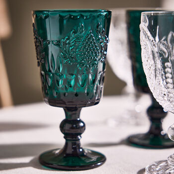 Set Of Four Vintage Embossed Coloured Wine Glasses, 7 of 11