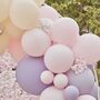 Pink, Lilac And Grey Balloon Arch With Hydrangeas, thumbnail 2 of 5