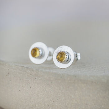 Sterling Silver Birthstone Small Disc Studs, 9 of 12