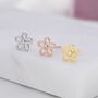 Sterling Silver Tiny Forget Me Not Flower Earrings, thumbnail 2 of 12
